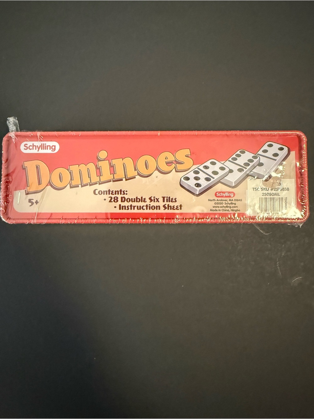 Schylling Red Dominoes Game - 28 Double-Six Tiles